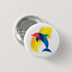 Badge Rond 2,50 Cm Bouton rond de peinture Dolphin Spray coloré