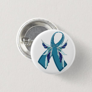 Badge Rond 2,50 Cm Bouton rond de ruban turquoise de conscience de