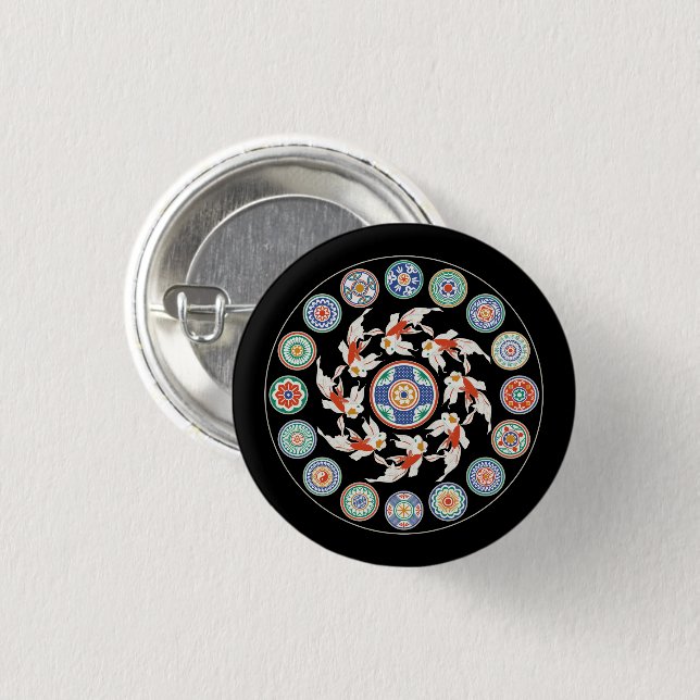 Badge Rond 2,50 Cm Bouton rond Mah Jongg Koi (Devant & derrière)