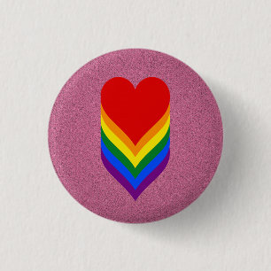 Badge Rond 2,50 Cm Bouton rose de coeurs de fierté de LGBT