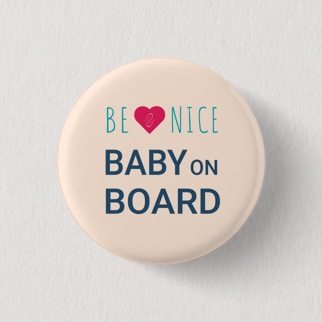 Badge Rond 2,50 Cm Bouton rose et bleu Grossesse à bord (Devant)