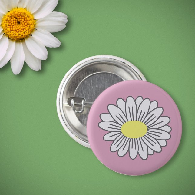 Badge Rond 2,50 Cm Bouton rose Fleur Faisy (Daisy Flower Pink Button)