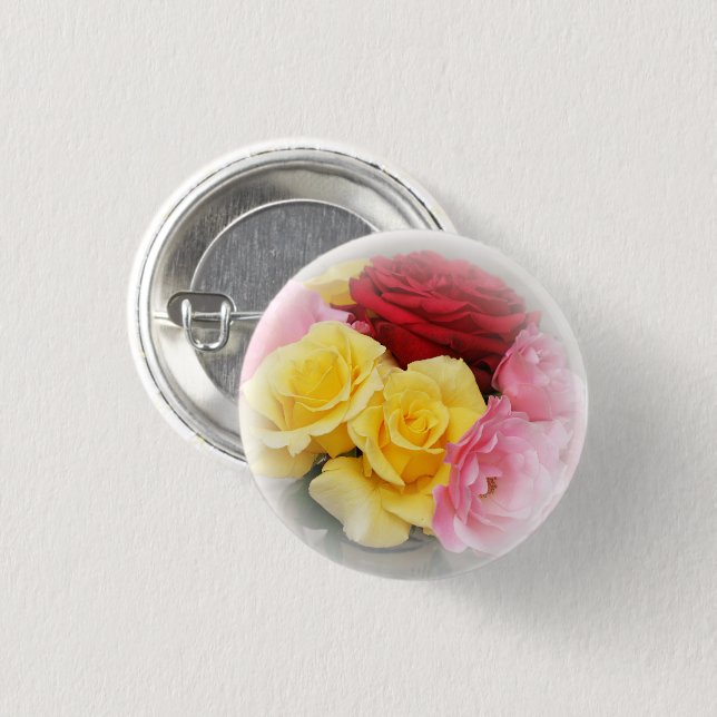 Badge Rond 2,50 Cm Bouton Rose moderne (Devant & derrière)