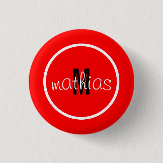 Badge Rond 2,50 Cm Bouton Roter mit Namen