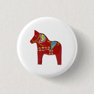 Badge Rond 2,50 Cm Bouton Rouge Dala Horse