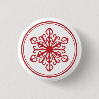Badge Rond 2,50 Cm Bouton rouge de flocon de neige