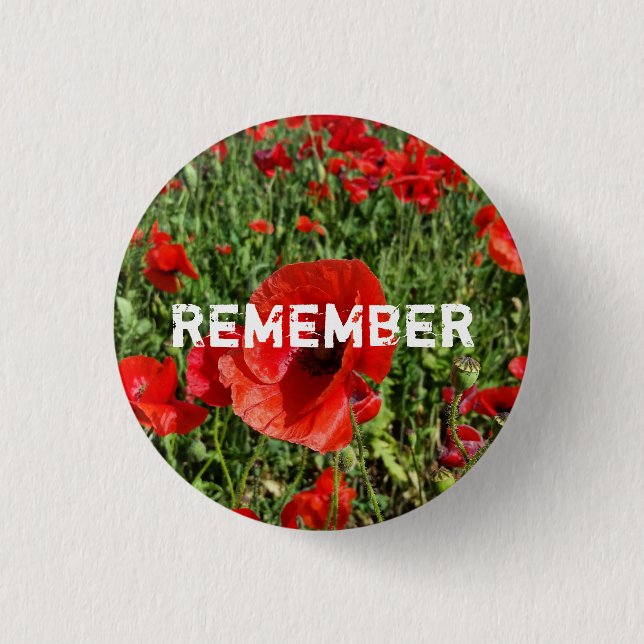 Badge Rond 2,50 Cm Bouton rouge de pavots (Devant)