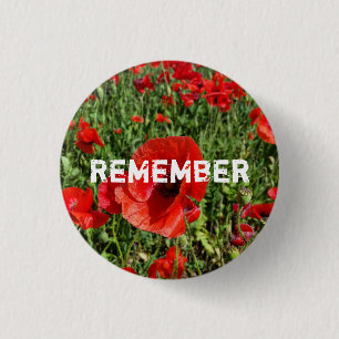 Badge Rond 2,50 Cm Bouton rouge de pavots