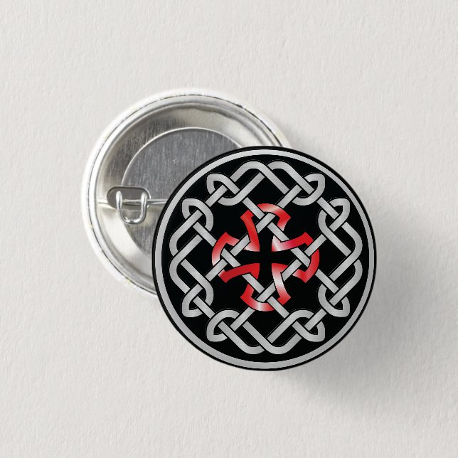 Badge Rond 2,50 Cm Bouton rouge métallique Celtique (Devant & derrière)