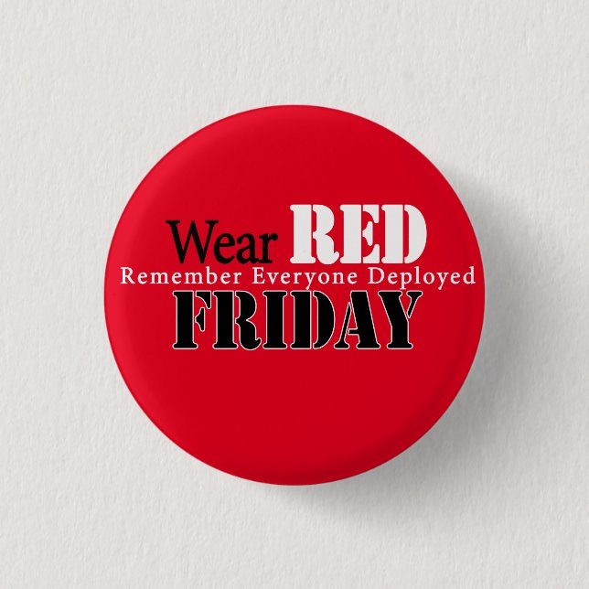 Badge Rond 2,50 Cm Bouton rouge vendredi (Devant)