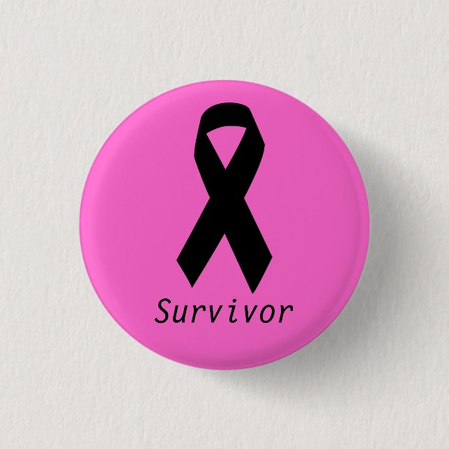 Badge Rond 2,50 Cm Bouton Ruban rose et noir (Devant)