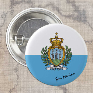 Badge Rond 2,50 Cm Bouton Saint-Marin, Drapeau Saint-Marin patriotiqu