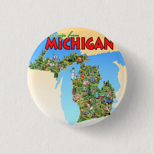 Badge Rond 2,50 Cm Bouton Salutations du Michigan
