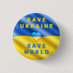 Badge Rond 2,50 Cm Bouton Save Ukraine Save World Support Freedom