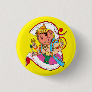 Badge Rond 2,50 Cm Bouton Seigneur Ganesha