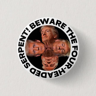 BADGE ROND 2,50 CM BOUTON "SERPENT À QUATRE TÊTES" DE TRUMP