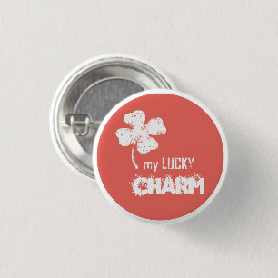 Badge Rond 2,50 Cm Bouton Shamrock Mon Chance Lucky