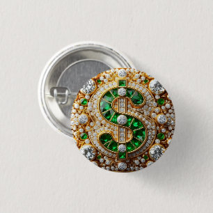 Badge Rond 2,50 Cm Bouton Signe Dollar