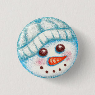 Badge Rond 2,50 Cm Bouton Snowman