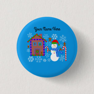 Badge Rond 2,50 Cm Bouton Snowman & House #2