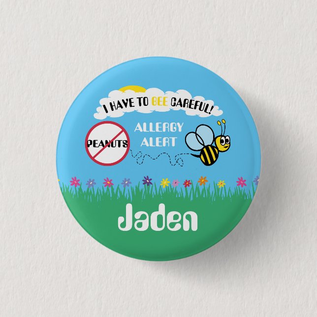 Badge Rond 2,50 Cm Bouton soigneux d'alerte d'allergie d'arachide (Devant)