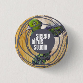 Badge Rond 2,50 Cm Bouton somnolent 1 de studio d'oiseaux