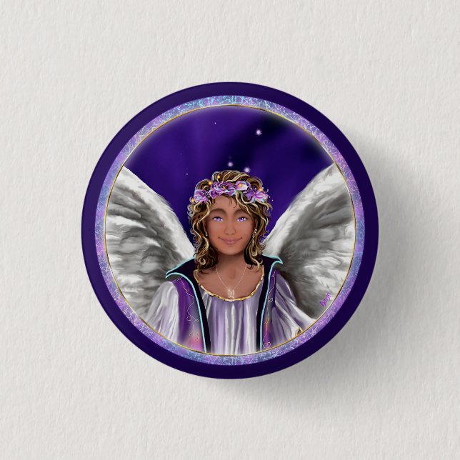 Badge Rond 2,50 Cm Bouton Soul violet (Devant)