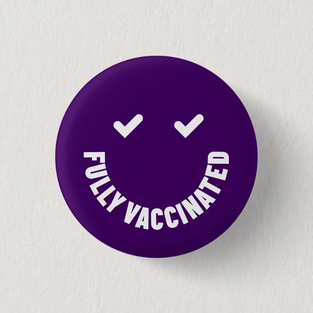 Badge Rond 2,50 Cm Bouton souriant entièrement vacciné (Devant)