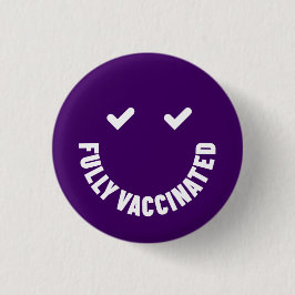 Badge Rond 2,50 Cm Bouton souriant entièrement vacciné