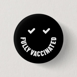 Badge Rond 2,50 Cm Bouton souriant entièrement vacciné