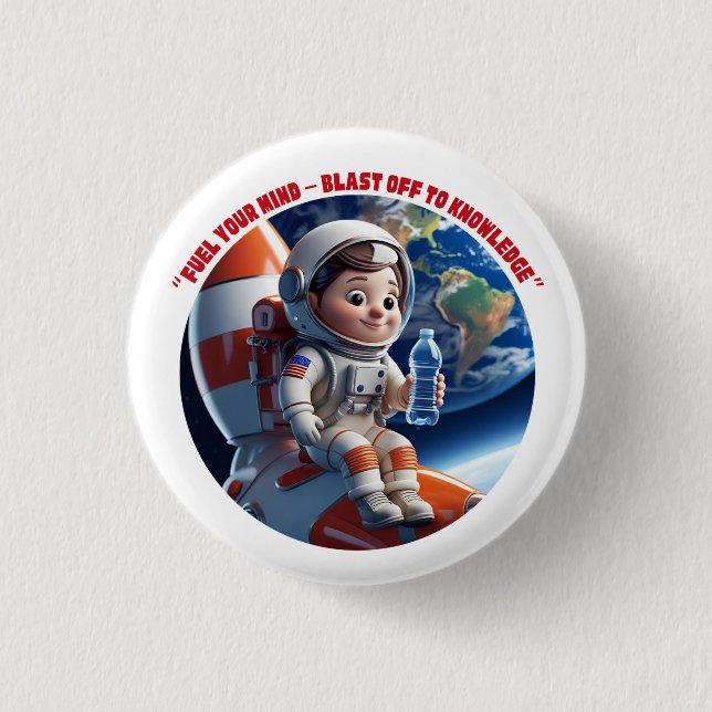 Badge Rond 2,50 Cm Bouton spatial de fusée de l'astronaute (Devant)
