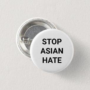 Badge Rond 2,50 Cm Bouton Stop Asian Hate, noir blanc Pin