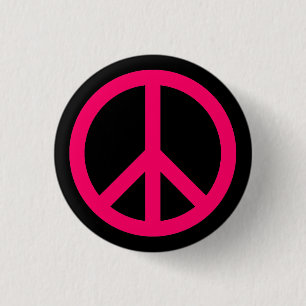Badge Rond 2,50 Cm Bouton Symbole de paix rose