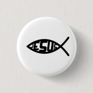 Badge Rond 2,50 Cm Bouton Symbole Poisson Jésus