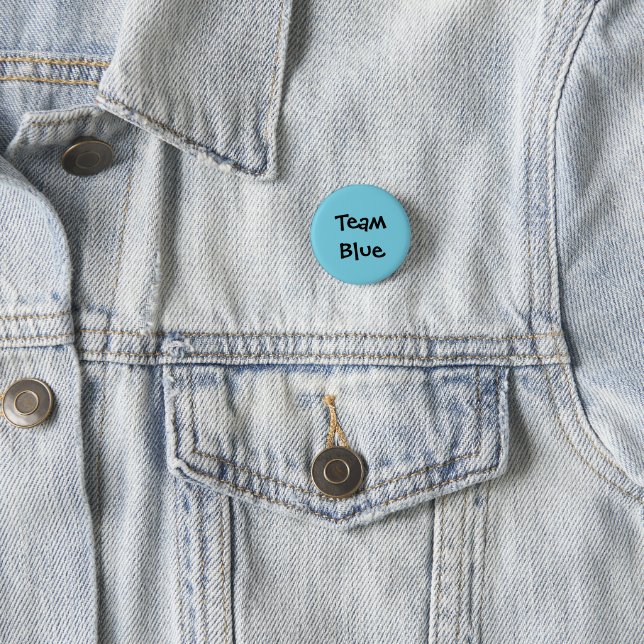 Badge Rond 2,50 Cm Bouton "Team Blue" (En situation)