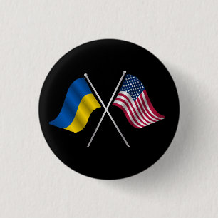 Badge Rond 2,50 Cm Bouton Ukraine et drapeau américain