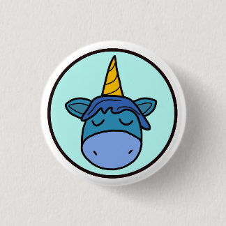 Badge Rond 2,50 Cm Bouton Unicorne bleue