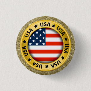 Badge Rond 2,50 Cm Bouton USA