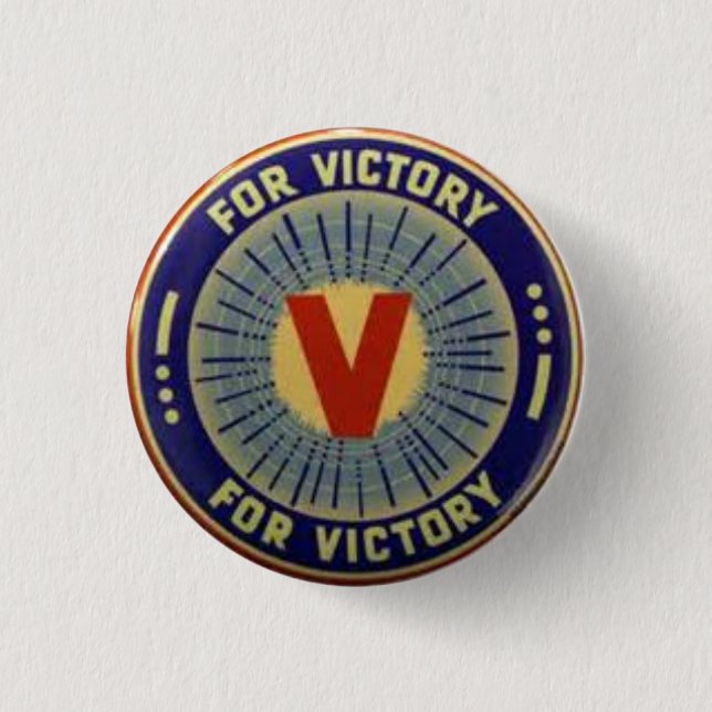 Badge Rond 2,50 Cm bouton V pour Victory (Devant)