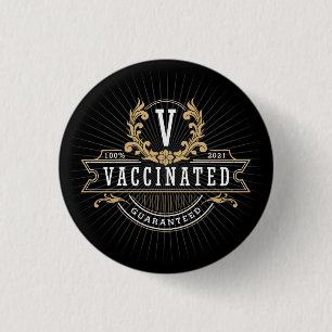 Badge Rond 2,50 Cm Bouton vacciné Emblème royal VAX'd