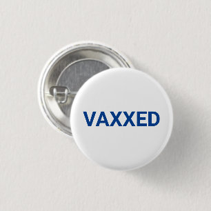 Badge Rond 2,50 Cm Bouton Vaxxe bleu blanc vacciné