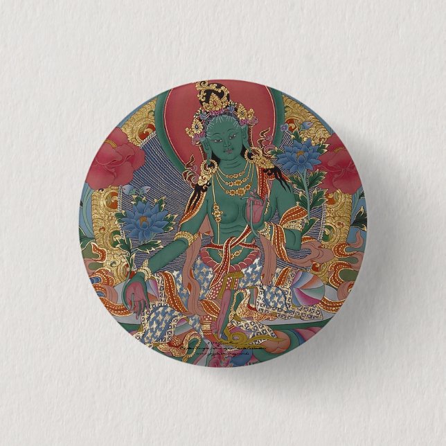 Badge Rond 2,50 Cm Bouton vert Tara (Devant)