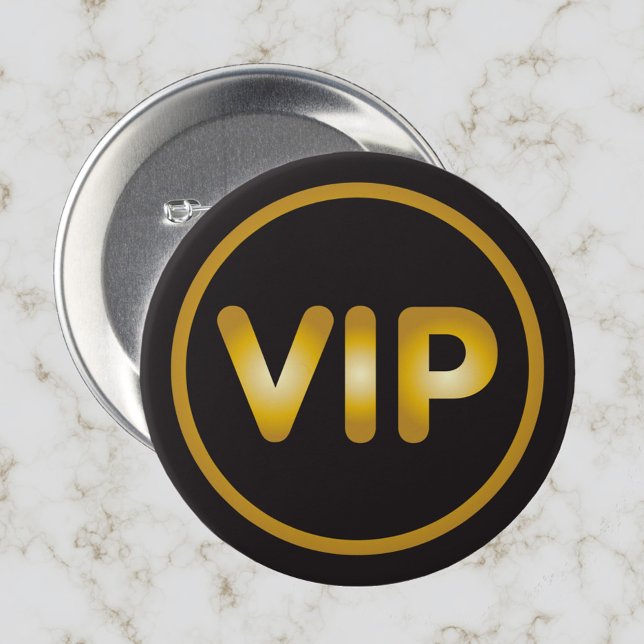 Badge Rond 2,50 Cm Bouton VIP or noir (Créateur téléchargé)