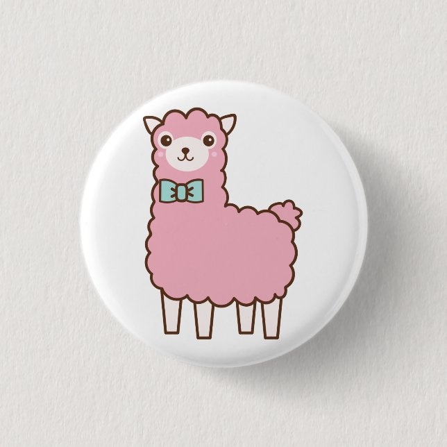 Badge Rond 2,50 Cm Boutons d'alpaga rose (Devant)