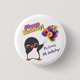BADGE ROND 2,50 CM BOUTONS D'ANNIVERSAIRE DE PENGUIN
