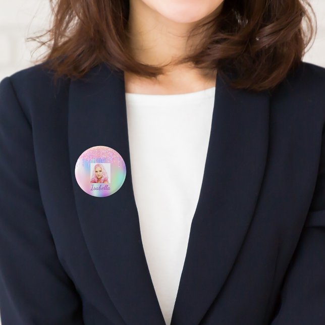 Badge Rond 2,50 Cm Boutons de parties scintillant rose violet bouton  (Créateur téléchargé)