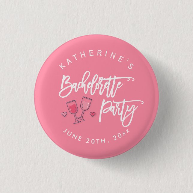Badge Rond 2,50 Cm Boutons de soirée rose et blanc (Devant)