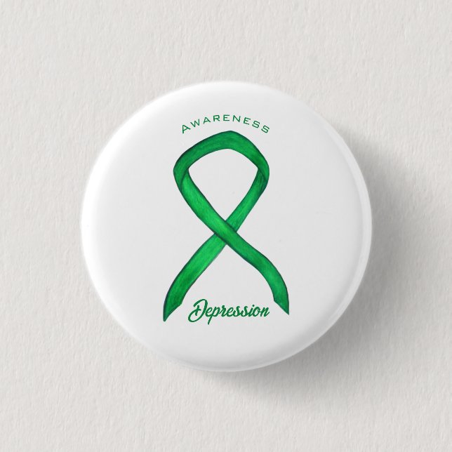 Badge Rond 2,50 Cm Boutons d'épingle d'art vert pour la sensibilisati (Devant)