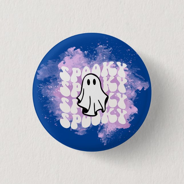 Badge Rond 2,50 Cm Boutons d'Halloween, Fantôme de feuille blanche d' (Devant)