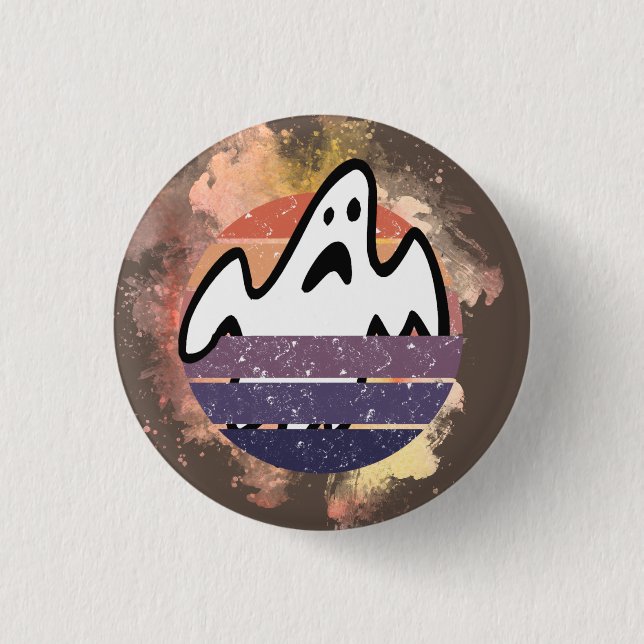 Badge Rond 2,50 Cm Boutons d'Halloween, Feuille blanche Impression gr (Devant)